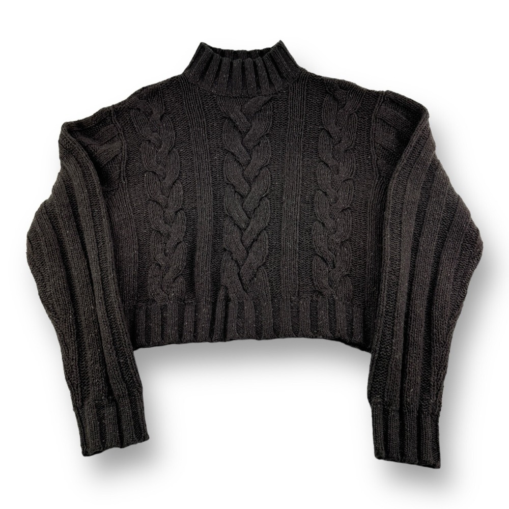 Vintage Basco Gray Cable Knit Wool Blend Long Sleeve Sweater Womens Size Medium